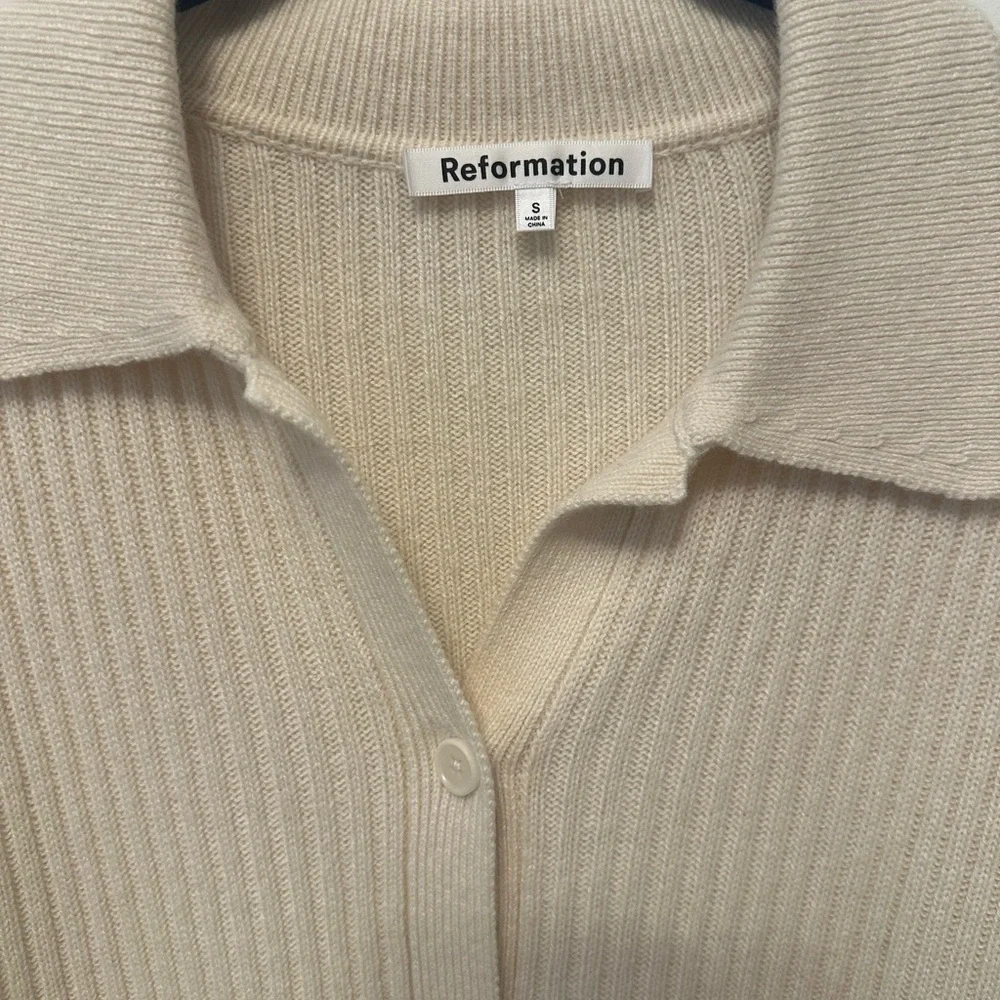 Reformation Fantino Cashmere Collard Cardigan-Cream - Picture 6 of 6